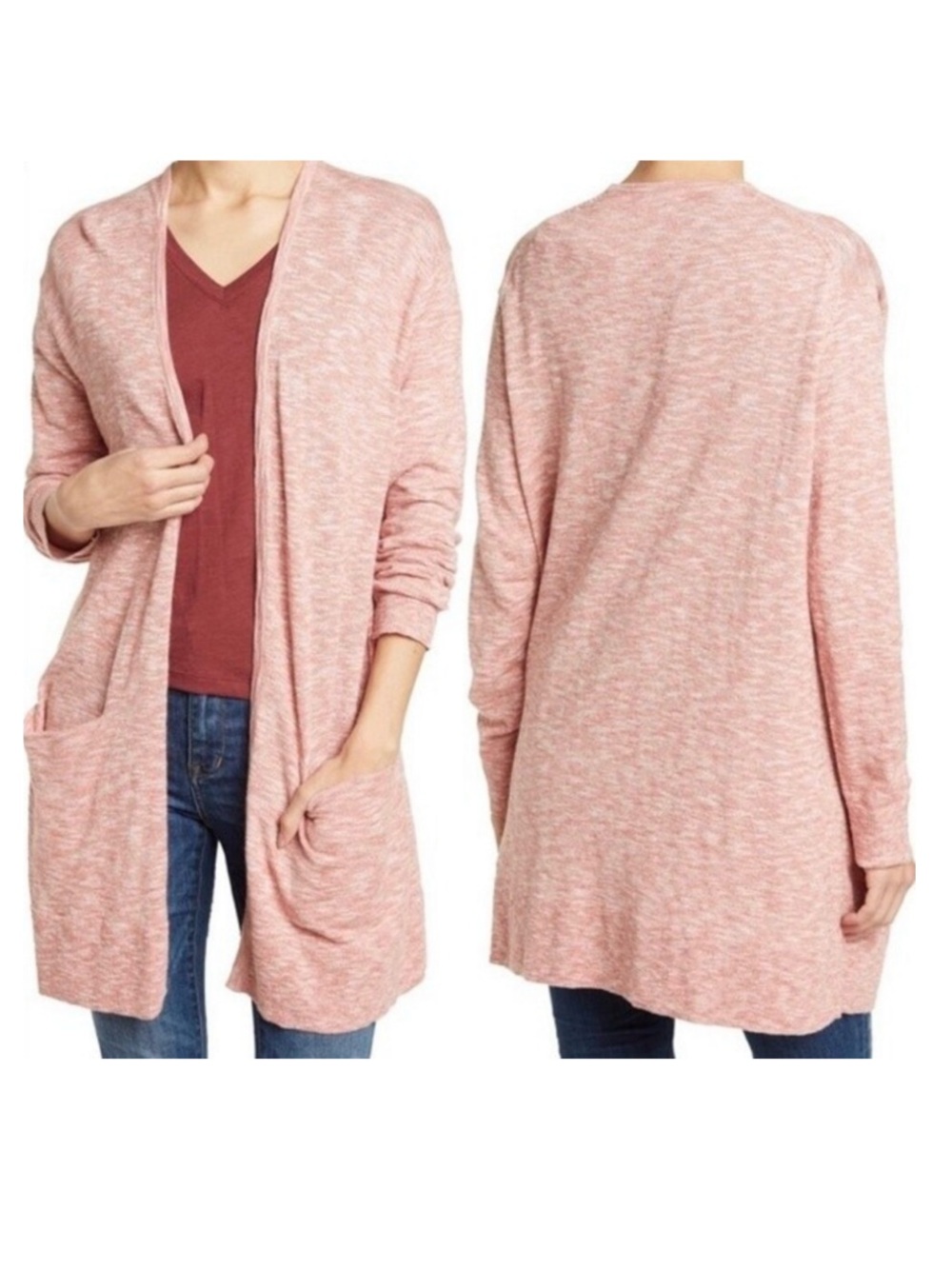 Madewell Summer Ryder Marbled Rose Pink Long Cardigan Sweater   XS